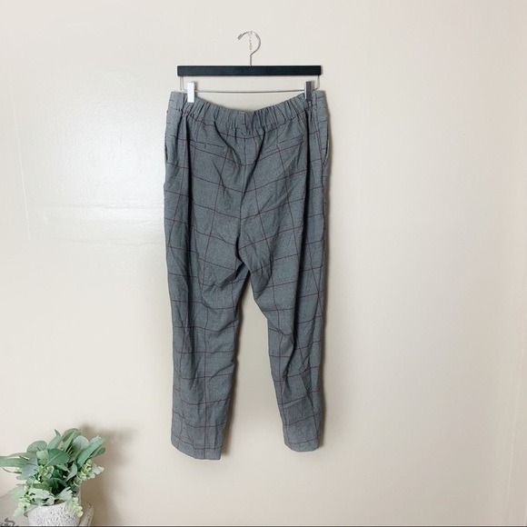 [A New Day] Gray Plaid Print Tapered Leg Elastic Waist Career Pant Trousers - Picture 8 of 10